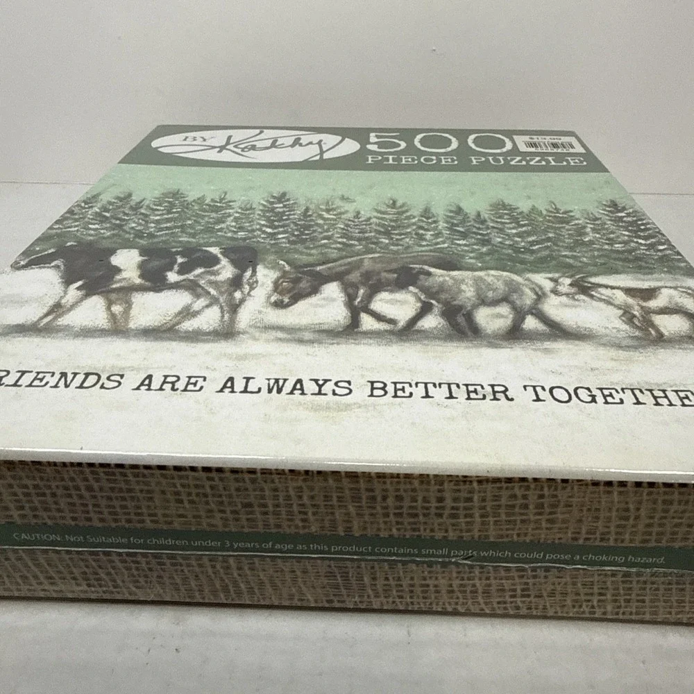Friends Are Always Better Together 500 Pc Puzzle by Kathy Animals Snow Cow Trees